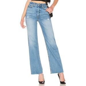 GRLFRND Carla Super High-Rise Bell Jean Gonna Fly Now Light Wash Distressed 28